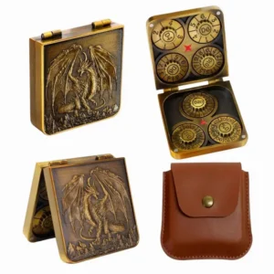 Foxbone Foldable Spinner Dice 7-in-1 Metal DND Dice Set Unique Foldling Pocket Dice Spinner Compatible with Dungeons and Dragons Magnetic Box DND Gifts for TTRPG, Dungeon Masters & RPG Collector