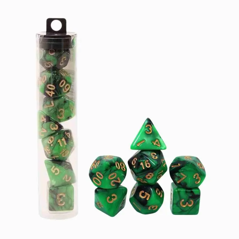 Green Mix Black Dice Set DND Polyhedral Dice for Dungeon and Dragons D&D RPG Role Playing Games 7-Die Set