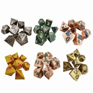 Metal DND Cat Dice Polyhedral RPG Dice Set with Gift Case for Dungeons Dragons Role Playing Game, 7PCS D and D Dice D6 D8 D10 D12 D20 D%