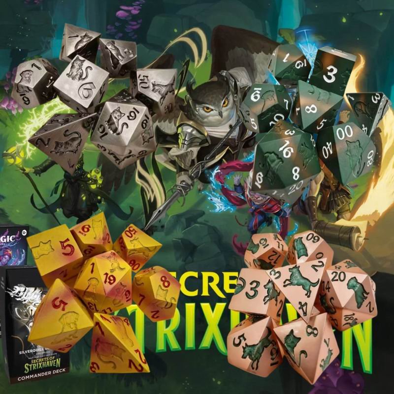 Metal DND Cat Dice Polyhedral RPG Dice Set with Gift Case for Dungeons Dragons Role Playing Game, 7PCS D and D Dice D6 D8 D10 D12 D20 D% - 图片 2