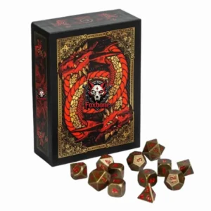 Dungeons and Dragons Dice and Tray,Antique Copper Solid Metal Polyhedral D&D Dice Set of 12 Old Copper Metal RPG Role Playing Game Dice 12pcs Set