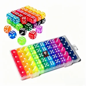 50 Pieces Dice Set, Winzwon 14mm Bulk 6 Sided Colored Game Dices for Board Games, Rolling, Group Event, Math Learning, Classroom Teaching