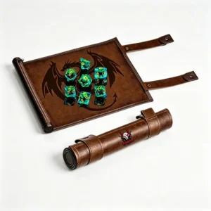 Dice Mat Tray Rolling Mat with Zipper PU Leather Folding Scroll Dice Bag Holder Table Christmas Game Accessories